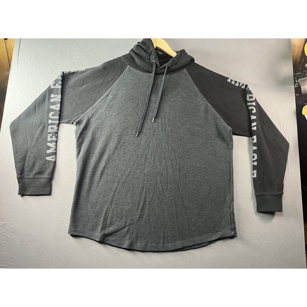 Men's American Eagle Thermal Hooded Pullover, Size XL Black